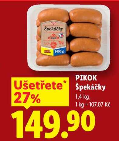 PIKOK Špekáčky, 1,4 kg 