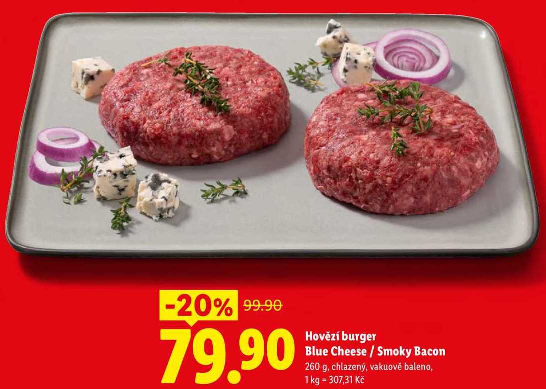 Hovězí burger Blue Cheese/Smoky Bacon, 260 g