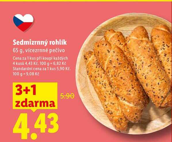 Sedmizrnný rohlík, 65 g