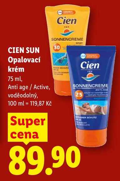 CIEN SUN Opalovací krém, 75 ml