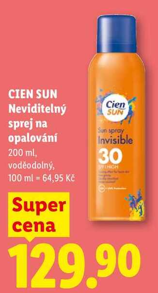 CIEN SUN Neviditelný sprej na opalování, 200 ml