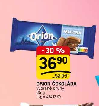 ORION ČOKOLÁDA vybrané druhy 85 g