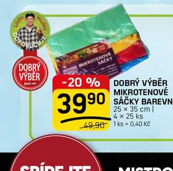 DOBRÝ VÝBĚR MIKROTENOVÉ SÁČKY BAREVN 25 x 35 cm | 4 x 25 ks 