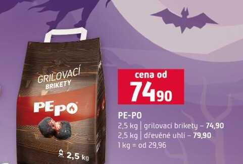 PE-PO 2,5 kg grilovaci brikety 2,5 kg dřevěné uhlí 