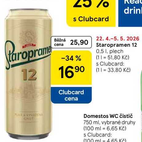 Staropramen 12, 0.5 l, plech  