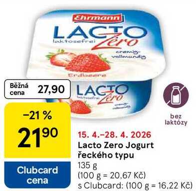 Lacto Zero Jogurt řeckého typu, 135 g 