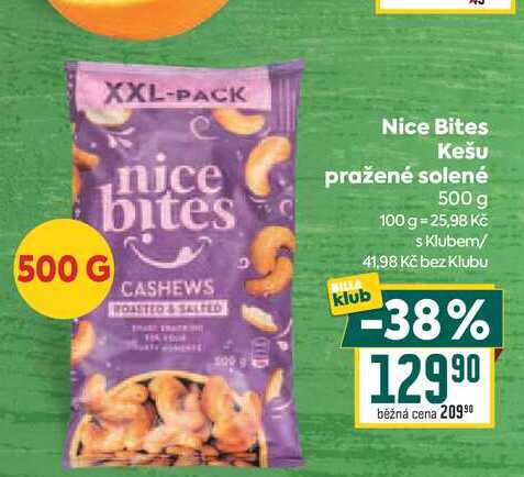 Nice Bites Kešu pražené solené 500 g