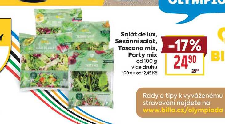 Salát de lux, Sezónní salát, Toscana mix, Party mix od 100 g 