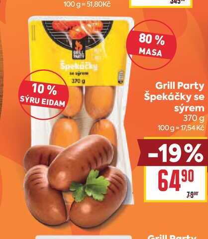 Grill Party Špekáčky se sýrem 370 g