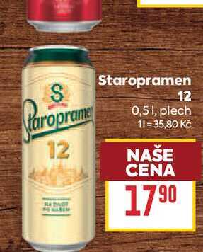 Staropramen 12 0,51, plech 