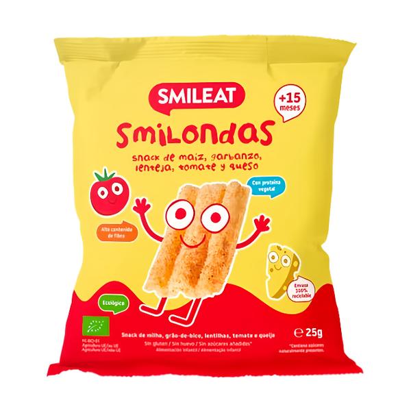 Smileat BIO Kukuřičné křupky cizrna, čočka, rajče a sýr s olivovým olejem a vitaminem B1 15m+