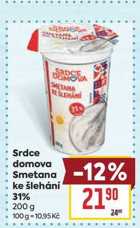 Srdce domova Smetana ke šlehání 31% 200 g
