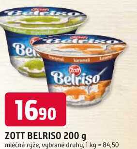 Zott Belriso mléčná rýže různé příchutě 200g