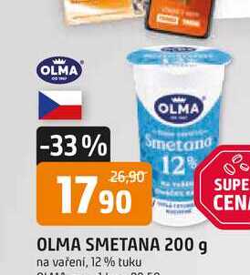 OLMA SMETANA 200 g na vaření, 12% tuku 