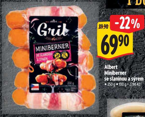 Albert Miniberner se slaninou a sýrem, 250 g 