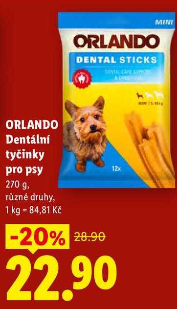 ORLANDO Dentální tyčinky pro psy, 270 g