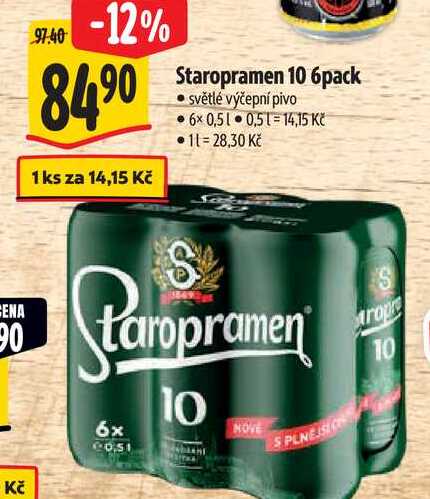 Staropramen 10 6pack, 6x 0,5 l