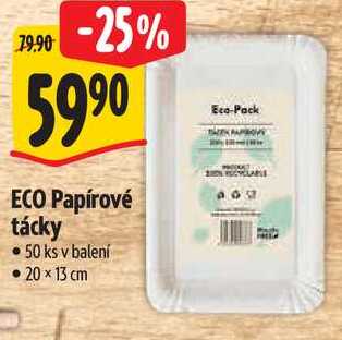 ECO Papírové tácky, 50 ks