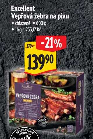 Excellent Vepřová žebra na pivu, 600 g