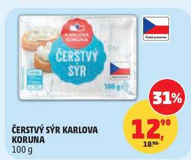 ČERSTVÝ SÝR KARLOVA KORUNA, 100 g 