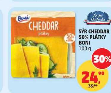 SÝR CHEDDAR 50% PLÁTKY BONI, 100 g
