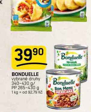 BONDUELLE vybrané druhy 340-430 g/ PP 265-430 g 