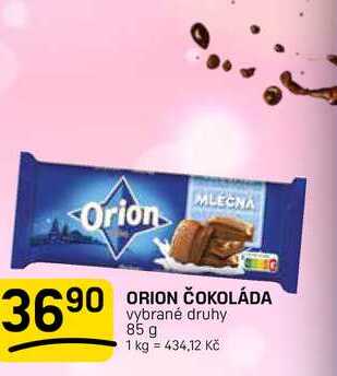 ORION ČOKOLÁDA vybrané druhy 85 g 