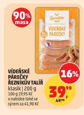 VÍDEŇSKÉ PÁREČKY ŘEZNÍKŮV TALÍŘ klasik, 200 g