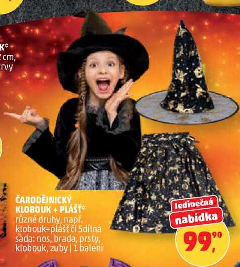 ČARODĚJNICKÝ KLOBOUK+PLÁŠŤ, 1 balení