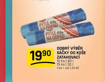 DOBRÝ VÝBĚR SÁČKY DO KOŠE ZATAHOVACÍ 10 ks | 60l