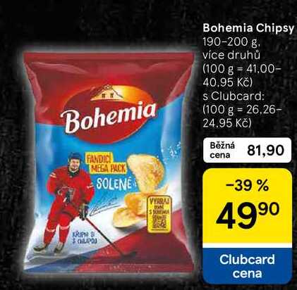Bohemia Chipsy, 190-200 g. více druhů 