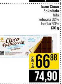 Icam Cioco čokoláda bílá mléčná 32% hořká 60% 130 g 