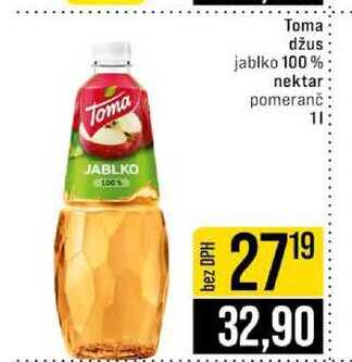 Toma džus jablko 100% nektar pomeranč 1l