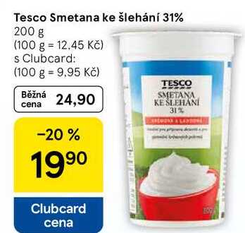 Tesco Smetana ke šlehání 31%, 200 g 