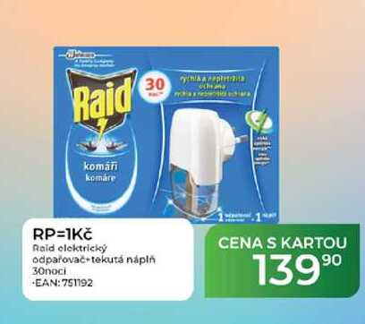 RP=1Kč Raid elektrický odpařovač tekutá náplň 30noci  