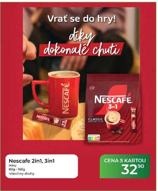 Nescafe 2in1, 3in1 mixy 80g-165g 