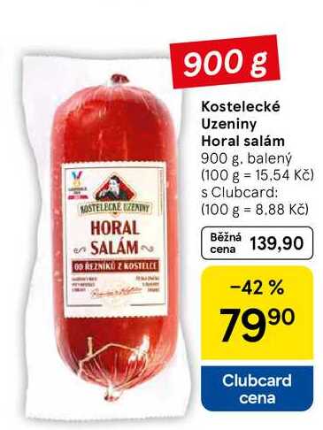 Kostelecké Uzeniny Horal salám, 900 g 
