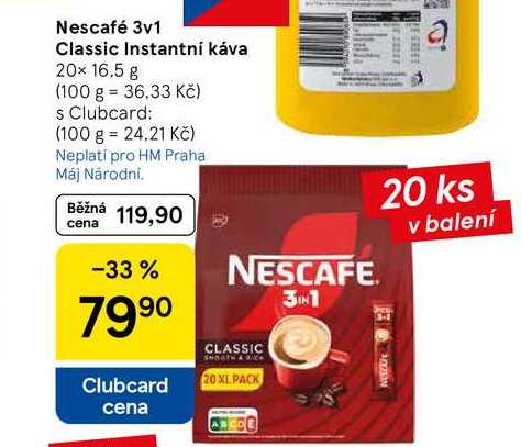 Nescafé 3v1 Classic Instantní káva, 20x 16.5 g  