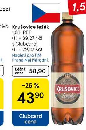 Krušovice ležák, PET, 1.5 I