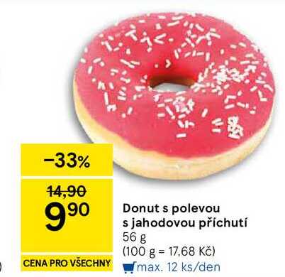Donut s polevou s jahodovou příchutí, 56 g  