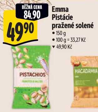 Emma Pistácie pražené solené, 150 g 