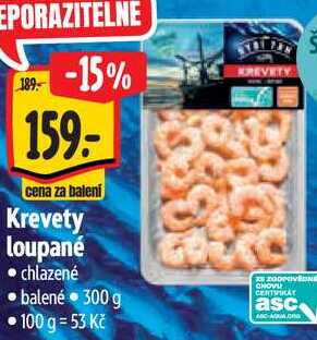 Krevety loupané, 300 g  
