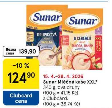 Sunar Mléčná kaše XXL, 340 g 