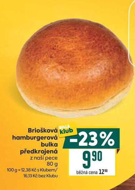Briošková hamburgerová bulka předkrojená z naší pece 80 g