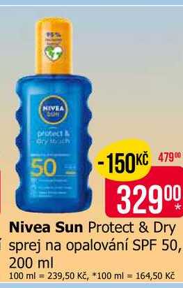 Nivea Sun Protect & Dry I sprej na opalování SPF 50, 200 ml 