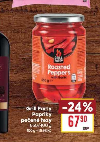 Grill Party Papriky pečené řezy 650/400 g