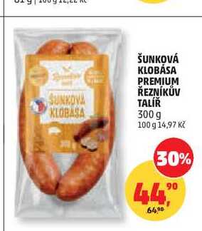 ŠUNKOVÁ KLOBÁSA PREMIUM ŘEZNÍKŮV TALÍŘ, 300 g