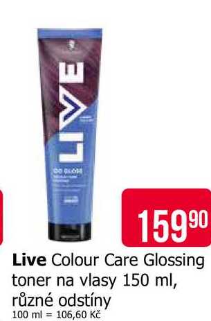 Live Colour Care Glossing toner na vlasy 150 ml, různé odstíny
