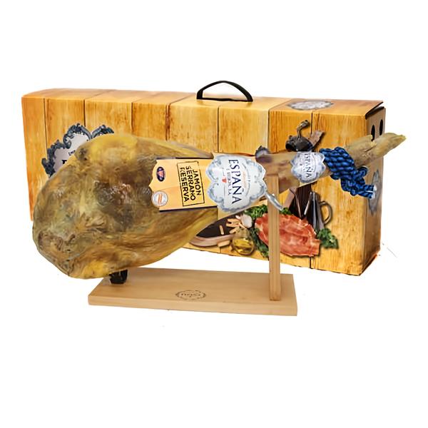 Espaňa Jamon Serrano s kostí+stojánek+nůž