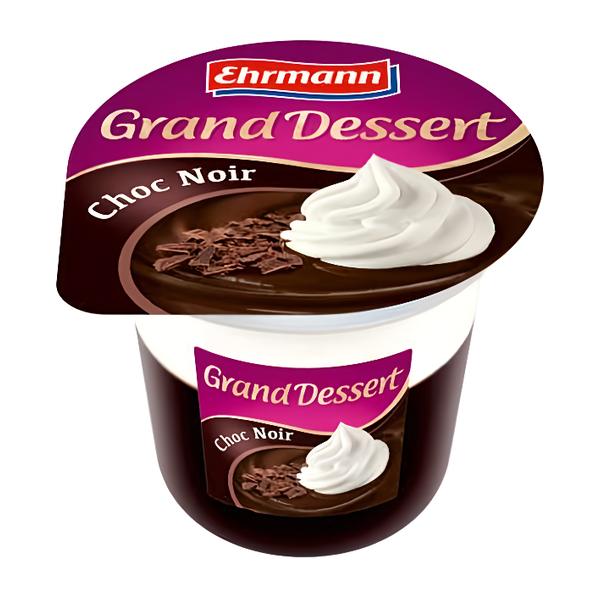 Ehrmann Grand Dessert Choc Noir Desert s hořkou čokoládou s bílou šlehačkou